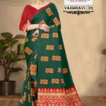 Borderless Saree with Contrast Blouse-Vaishnavi Semi Silk D39