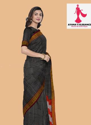 Check Saree with Border Running Blouse D1