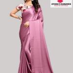 Plain Satin Saree with Contrast Blouse D2