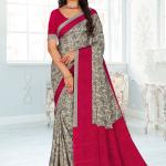 Classic Crepe Silk Saree in Cream and Magenta with Digital Print Work for Women