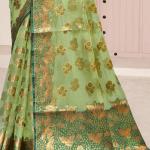 Organza Green Festival Wear Weaving Saree