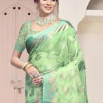 Organza Green Festival Wear Weaving Saree