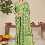 Silk Green Festival Wear Printed Saree