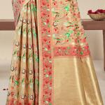 Silk Light Yellow Festival Wear Printed Saree