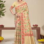 Silk Light Yellow Festival Wear Printed Saree