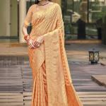 Silk Peach Festival Wear Weaving Saree