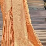 Silk Peach Festival Wear Weaving Saree