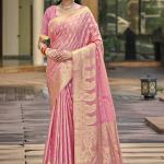 Silk Pink Festival Wear Weaving Saree