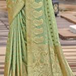 Silk Pista Green Festival Wear Weaving Saree