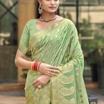 Silk Pista Green Festival Wear Weaving Saree