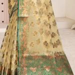 Organza Yellow Festival Wear Weaving Saree