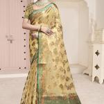 Organza Yellow Festival Wear Weaving Saree