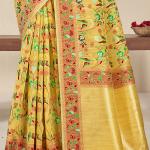 Silk Yellow Festival Wear Printed Saree